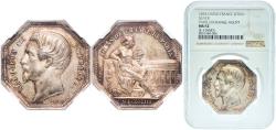 World Coins - France ND (1853)  Jeton-Napoleon III Paris Exchange Agent Silver NGC MS 62