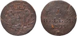 World Coins - Germany Free city of Augsburg Holy Roman Empire 1793 1 Heller Copper 0.57g F  KM 188