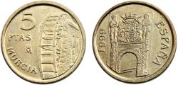 World Coins - Spain Kingdom Juan Carlos I 1999 5 Pesetas Autonomous communities of Spain, Murcia