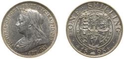 World Coins - Great Britain United Kingdom 1895 1 Shilling - Victoria (3rd portrait; 'Old Head') Silver (.925) (8880600) 5.66g AU KM 780 Sp 3940