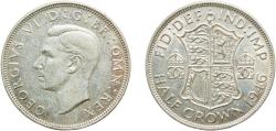 World Coins - Great Britain United Kingdom Kingdom 1946 ½ Crown - George VI (1st type) Silver (.500) Royal Mint (Tower Hill) (22724800) 14.16g XF  KM 856 Sp 4080