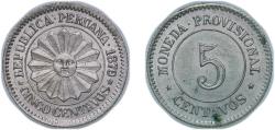 World Coins - Peru Republic 1879 5 Centavos Copper-nickel (12000000) 2.46g UNC KM 197