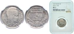 World Coins - France Third Republic 1933 5 Francs - Third Républic (Bazor) Nickel Paris Mint (160078050) 6g NGC MS 62 Franc 2014 335/2 Gad 1789 753