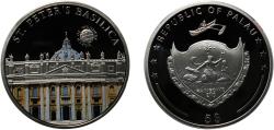 World Coins - Palau Republic 2013 5 Dollars (St. Peter's Basilica) Silver (.925) (2500) 20g PF  KM 463
