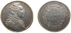 World Coins - France Kingdom ND Jeton - Louis XVI (PROTECTEUR DE L'ACADEMIE FRANCOISE) Silver 8.0g XF