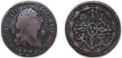World Coins - Spain Kingdom 1774 2 Maravedis - Charles III Copper Segovia Mint 2.38g VF KM 406 Cal 1914