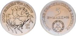 World Coins - Germany German Democratic Republic Democratic republic 1984 A 5 Mark (Adolf Freiherr von Lützow) Nickel brass Berlin Mint (45000) 12.42g UNC KM 98