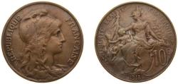 World Coins - France Third Republic 1913 10 Centimes Bronze (9000000) 10g VF F 136 Gad 277 Schön 183 KM 843 GEM 34.1 / 34.7 / 34.8 / 34.9