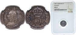 World Coins - Great Britain United Kingdom 1891 3 Pence - Victoria (2nd portrait; incl. Maundy) Silver (.925) (6323000) 1.41g NGC MS 62 KM 758 Sp 3931 Sp 3934