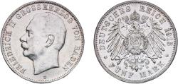World Coins - Germany Grand Duchy of Baden Second Empire 1913 G 5 Mark - Friedrich II Silver (.900) Staatliche Münze Baden-Württemberg Mint (244000) 27.77g XF  KM 281 J 40 Dav GT III 538