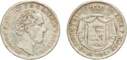World Coins - Germany Kingdom of Saxony Kingdom of Saxony Second Empire 1854 F ⅓ Thaler - Frederick August II Silver (.667) Dresden Mint (1156000) 8.1g VF  AKS 103 Jaeg 10 SW 86 KM 1177 Kahnt/S