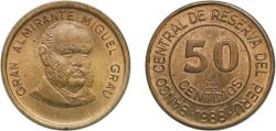World Coins - Peru Republic 1988 LIMA 50 Céntimos Brass (80000000) 5.24g UNC KM 295 Schön 96