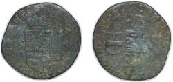 World Coins - Low countries feudal County of Flanders Spanish possession 1653 1 Oord / Liard - Philip IV Copper Bruges Mint 3.23g VF KM 36