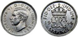 World Coins - Great Britain United Kingdom George VI 1946 6 Pence