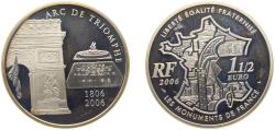 World Coins - France Fifth Republic 2006 1½ Euro (Arc de Triomphe) Silver (.900) (3620) 22.2g PF KM 1456