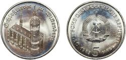 World Coins - Germany German Democratic Republic 1983 A 5 Mark (Wittenberg Church) Copper-nickel Berlin Mint (264800) 9.7g UNC KM 89