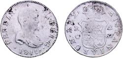 World Coins - Spain Kingdom 1811 C 2 Reales - Fernando VII (Draped bust; DEI · G ·) Silver (.812) Traveling mint of Catalonia 5.51g XF KM 474.2 Cal 856