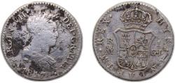 World Coins - Spain Kingdom 1817 M GJ 1 Real - Fernando VII Silver (.812) Madrid Mint 3g VF KM462.3