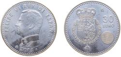 World Coins - Spain Kingdom 2014 M 30 Euro - Felipe VI (Accession) Silver (.925) Madrid Mint (385700) 18g UNC KM 1331