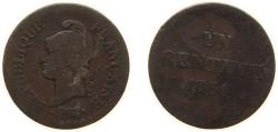 World Coins - France Second Republic 1851 A 1 Centime Bronze Paris Mint (4994000) 1.83g VF F 101 Gad 84 KM 754