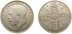 World Coins - Great Britain United Kingdom 1925 1 Florin - George V (2nd issue) Silver (.500) (1404100) 11.2g VF KM 817a Sp 4022