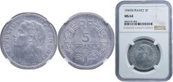 World Coins - France Fourth Republic 1947 B 5 Francs Aluminium Beaumont-le-Roger Mint (30838800) 3.5g NGC MS 64 KM 888b.2 Franc 2014 339/11