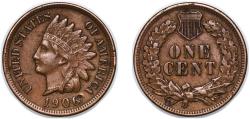 Us Coins - United States Federal republic 1906 1 Cent "Indian Head Cent" Bronze (.950 copper, .050 tin and zinc) Philadelphia Mint (96020530) 3.05g XF KM 90a Schön 117a