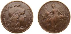 World Coins - France Third Republic 1914 10 Centimes Bronze (6000000) 10g VF F 136 Gad 277 Schön 183 KM 843 GEM 34.1 / 34.7 / 34.8 / 34.9