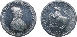 World Coins - Germany Prussian province of Westphalia Weimar Republic 1923 100 Mark - Westfalen (Annette v. Droste-Hülshoff) Aluminium Devotionalien- und Metallindustrie GmbH Schulte Mint (9514
