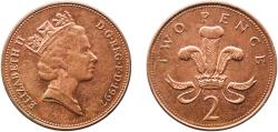 World Coins - Great Britain Kingdom 1997 2 Pence - Elizabeth II (3rd portrait; magnetic) Copper plated steel Royal Mint (496116000) 7.19g UNC  KM 936a Sp C4