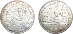 World Coins - France Fifth Republic 1991 100 Francs (Rene Descartes) Silver (.900) (3965161) 15.04g BU  Franc 2014 459 KM 996 Gad 1789 906