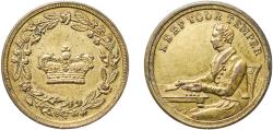 World Coins - Great Britain United Kingdom ND Gambling token (Keep your temper) Brass 4.14g AU