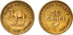 Us Coins - United States Federal republic 1957 Token - Camel cigarettes (20 Camel) Brass 8.35g AU