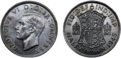 World Coins - Great Britain United Kingdom George VI 1945 1/2 Crown 1st type