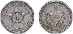 World Coins - Cuba First Republic 1920 1 Centavo Copper-nickel (Copper 75%, Nickel 25%) United States Mint of Philadelphia (19378000) 2.44g XF KM 9
