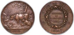 World Coins - France Third Republic 1896 Medal - Concours; Ville de Reuilly, Indre Bronze 32.61g XF Rim Damage