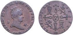 World Coins - Spain Kingdom 1850 2 Maravedis - Isabel II Copper Segovia Mint 2.29g XF KM 532.4 Cal 563