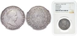 World Coins - Spain Kingdom 1840 M CL 10 Reales - Isabel II Silver (.903) Madrid Mint 13g NGC VF KM 585.1 Cal 216