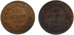World Coins - Great Britain United Kingdom Victoria 19th Century 1 Penny Token, Bent 0.8g