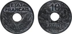 World Coins - France 10 Centimes (Vichy French State; large issue) Zinc 2.61g AU Franc 2014 141 KM 898 Gad 1789 290