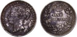 World Coins - Great Britain United Kingdom Victoria 1856 1 Shilling 1st portrait, "Young Head" 5.6g