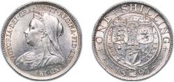 World Coins - Great Britain Kingdom 1897 1 Shilling - Victoria (3rd portrait; 'Old Head') Silver (.925) Royal Mint (Tower Hill) (6270300) 5.66g UNC KM 780 Sp 3940