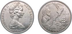 World Coins - New Zealand 1969 1 Dollar - Elizabeth II (2nd Portrait; Cook's Voyage) Copper-nickel 27.12g UNC KM 40 KM 40.1 KM 40.2 KM 40.3