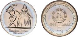 World Coins - Germany German Democratic Republic Democratic republic 1985 A 5 Mark (Caroline Neuber) Copper-nickel Berlin Mint (51825) 12.17g UNC KM 104