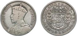 World Coins - New Zealand State 1935 ½ / Half Crown - George V Silver (.500) (612000) 13.87g VF  KM 5