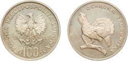 World Coins - Poland People's Republic 1980 MW 100 Zlotys (Environment Protection - Cappercaillie; Trial Strike) Silver (.625) (20) 16.42g PF  KM Pr396 ParM P397b Fischer Po P234b