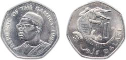 World Coins - The Gambia Republic 1987 1 Dalasi Copper-nickel Royal Mint (Tower Hill) 12.2g UNC KM 29 Schön 23