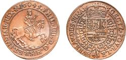 World Coins - Spanish Netherlands 1645 Jetón / Counter token - Philip IV 5.65g XF