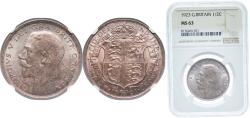 World Coins - Great Britain United Kingdom 1923 ½ Crown - George V (2nd type) Silver (.500) (26308500) 14.14g NGC MS 63 KM 818.1a KM 818.2 Sp 4021
