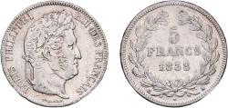 World Coins - France Kingdom 1838 A 5 Francs - Louis-Philippe I Silver (.900) Paris Mint (4804186) 24.78g XF  KM 749 Franc 2014 324 Gad 1789 678